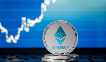 Etherum coins in front of graph