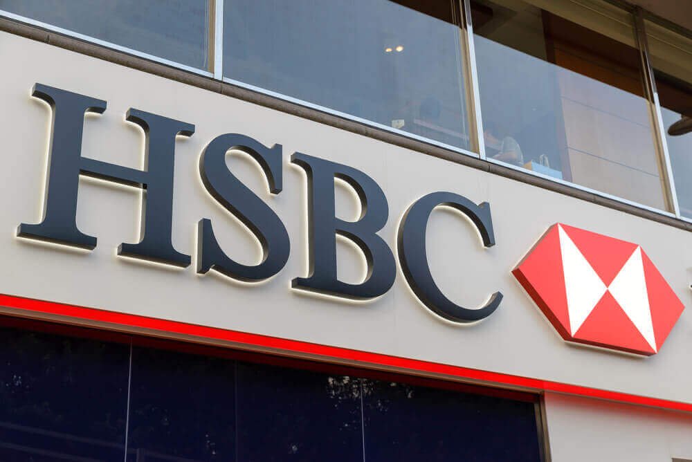 HSBC logo attached to a wall