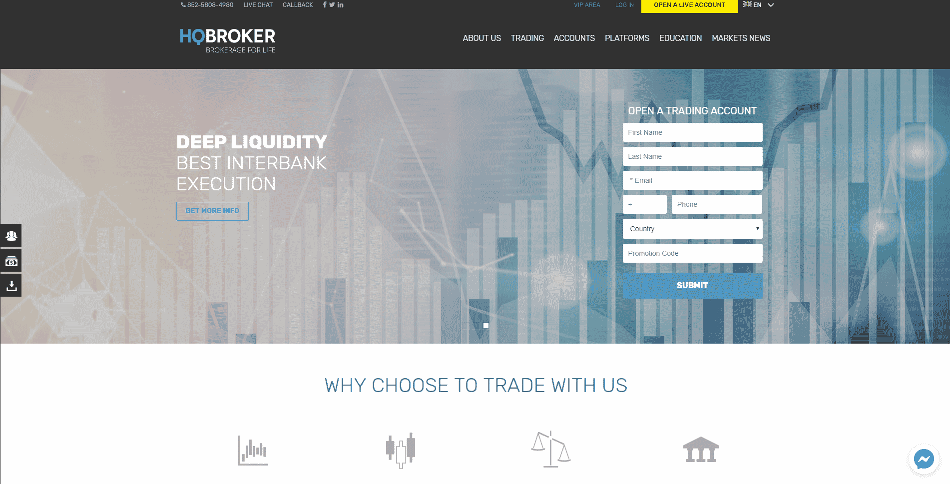 HQBROKER Homepage for tthe Broker Review