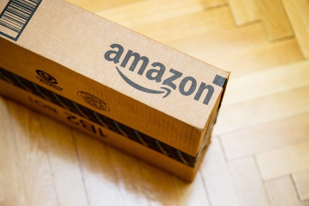 Amazon delivery box on the floor