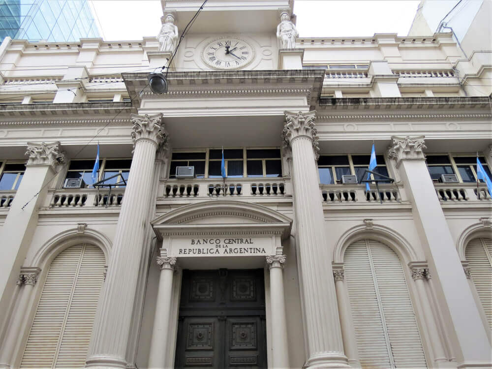 ARS: Facade of Central Bank of the Argentine Republic.