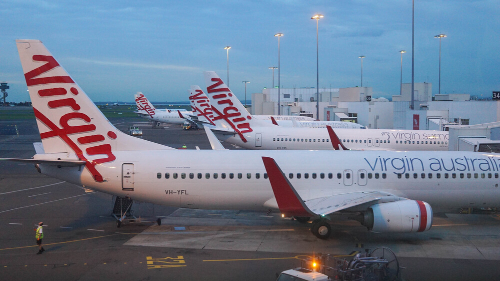 Virgin Australia: Airplane of Virgin Australia at Airport.