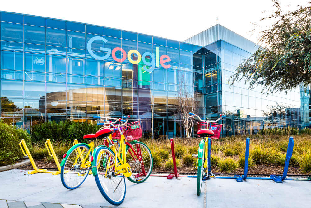 Google: Google Headquarters with bikes on foreground.