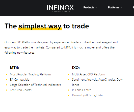 Infinox trading platforms
