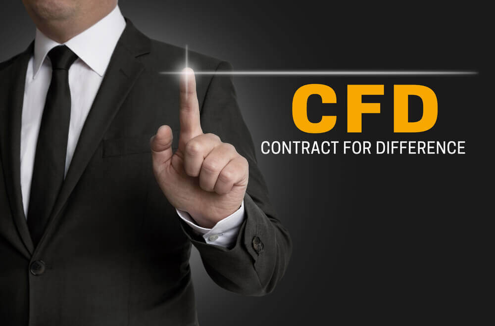 Fondex: cfd touchscreen is operated by businessman with word CFD.