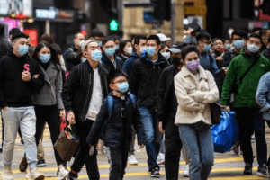 People wear facemasks in the wake of the Coronavirus in China