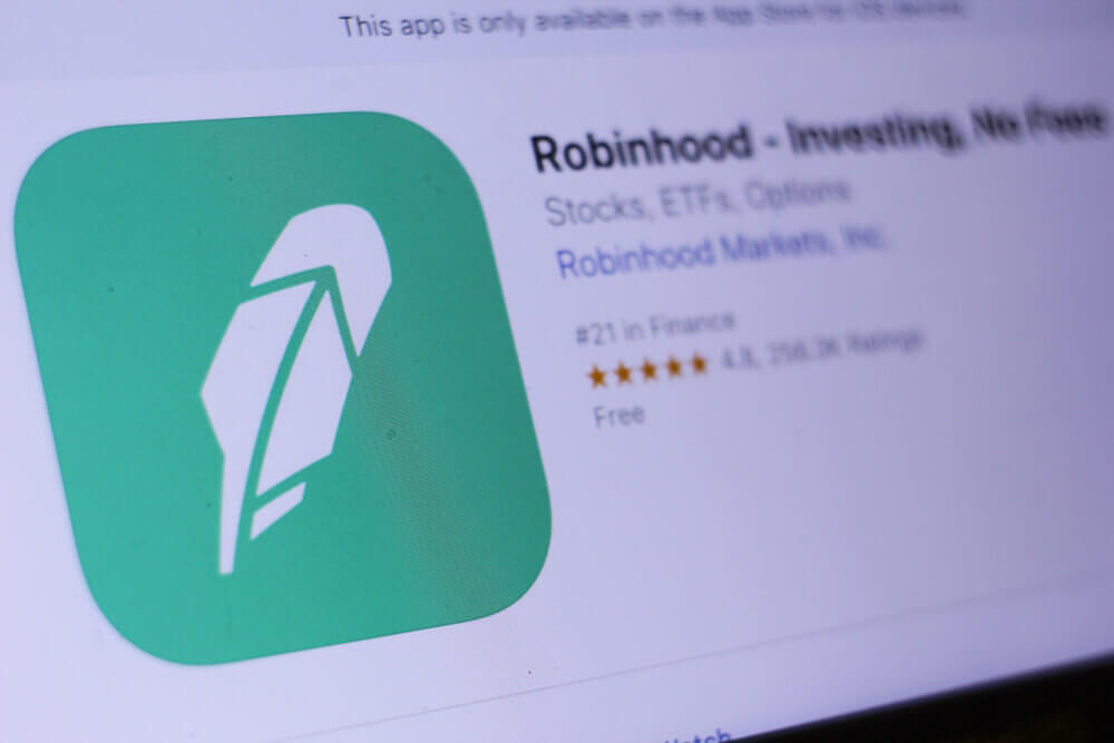 Broker: Robinhood Close-up on the laptop screen.