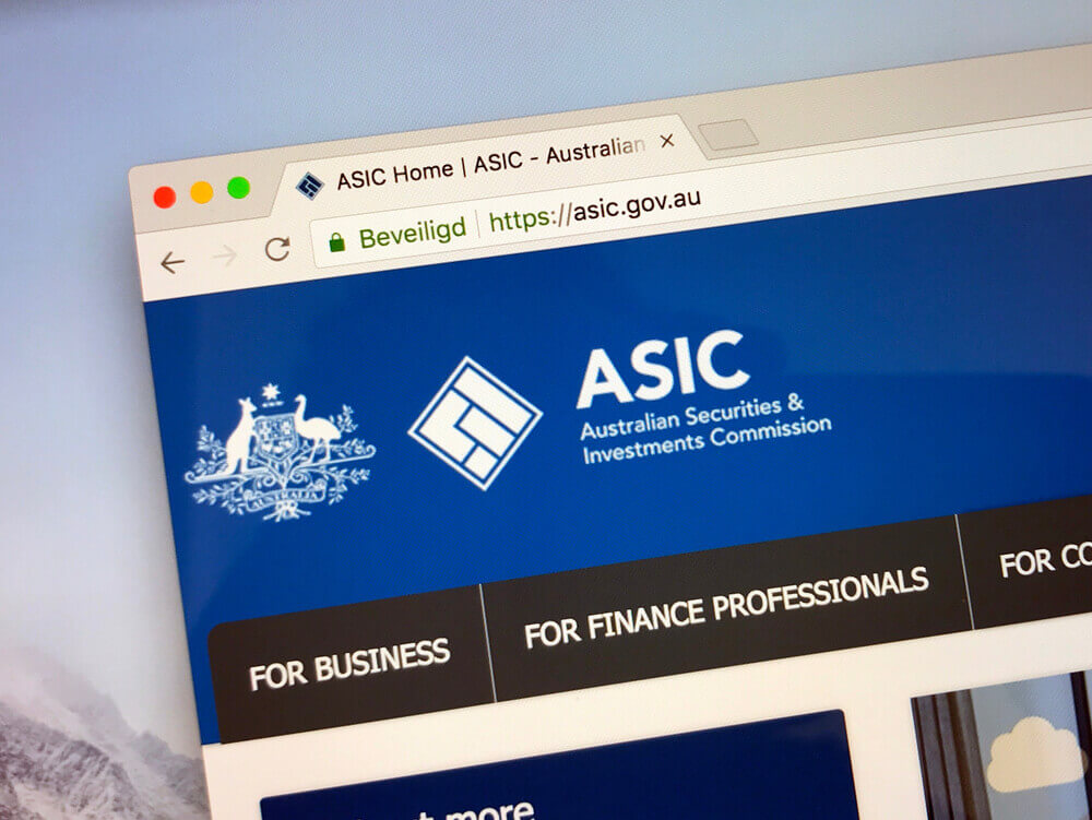 Website of The Australian Securities and Investments Commission.
