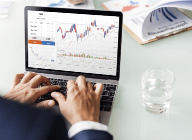 The picture displays a forex trade graph concept – Finance Brokerage