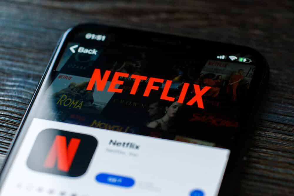 Netflix logo on smartphone screen.