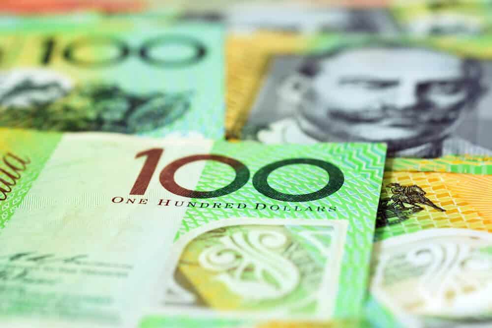 Australian dollar AUD banknotes.