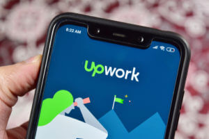 upwork logo on mobile screen