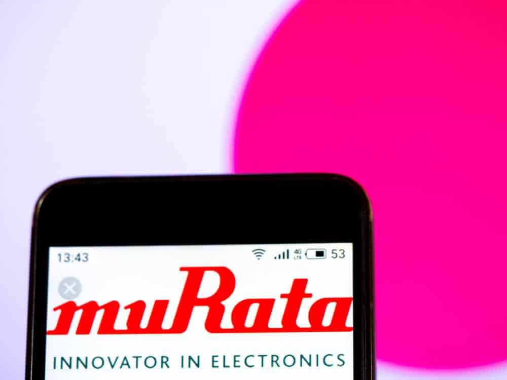 Murata Manufacturing Co., Ltd. logo is seen displayed on a smartphone.