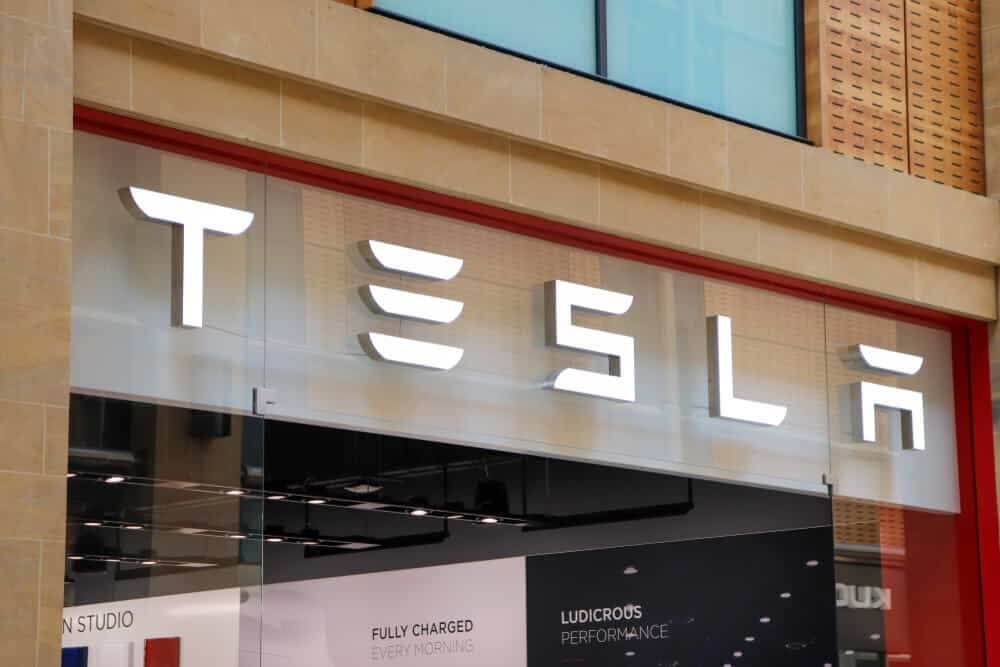 Tesla showroom at the Tesla store.