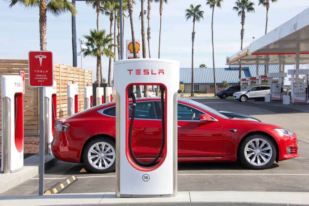 Tesla Supercharging station photo.
