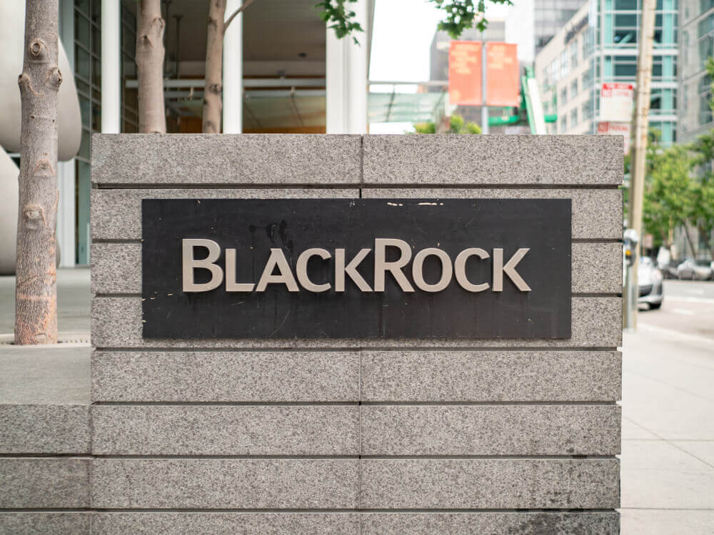 BlackRock financial services logo outside of office.