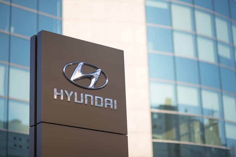Logotype of Hyundai corporation in front of the Headquarter.