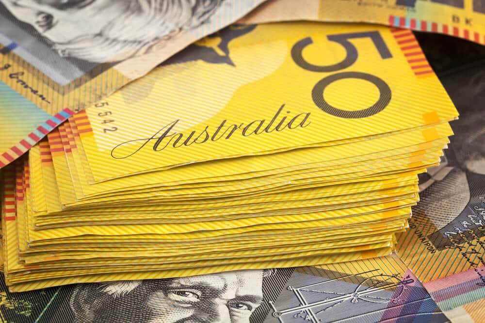Australian money background. Fifty dollar notes.