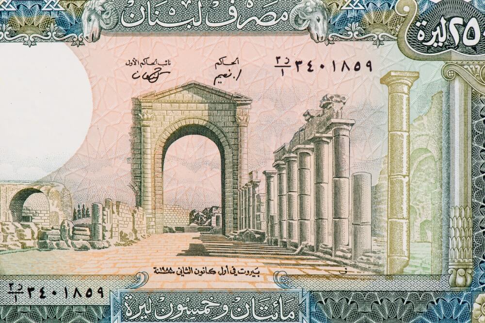 Portrait from Lebanon 250 Livres 1986 Banknotes.