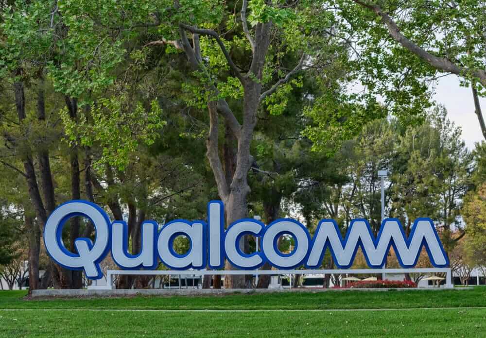 Qualcomm sign near Qualcomm Research Silicon Valley office.