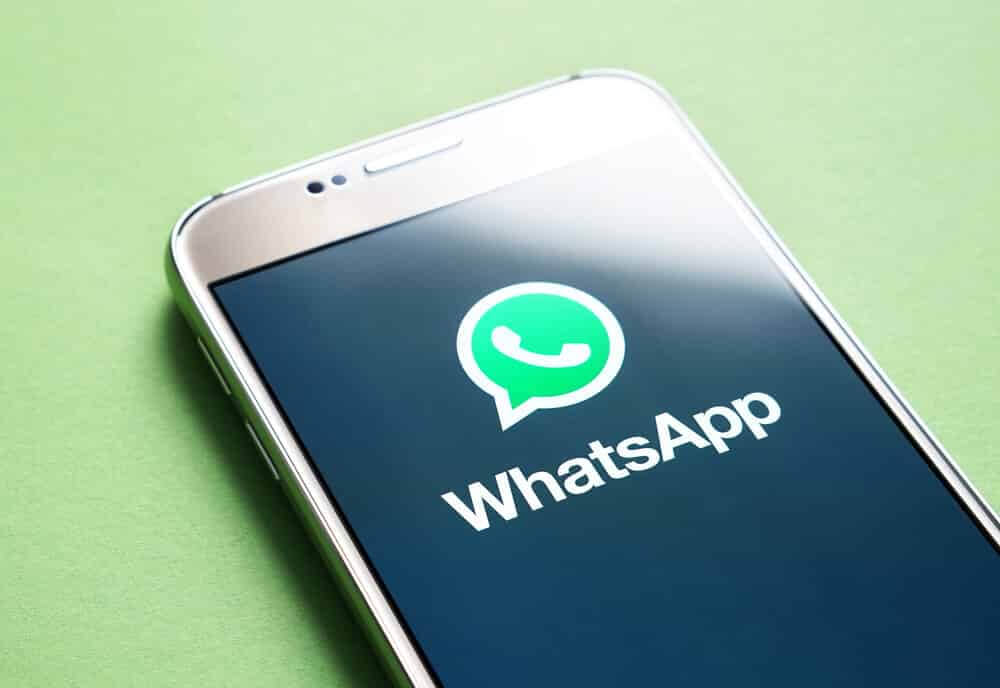 WhatsApp logo on smartphone screen.