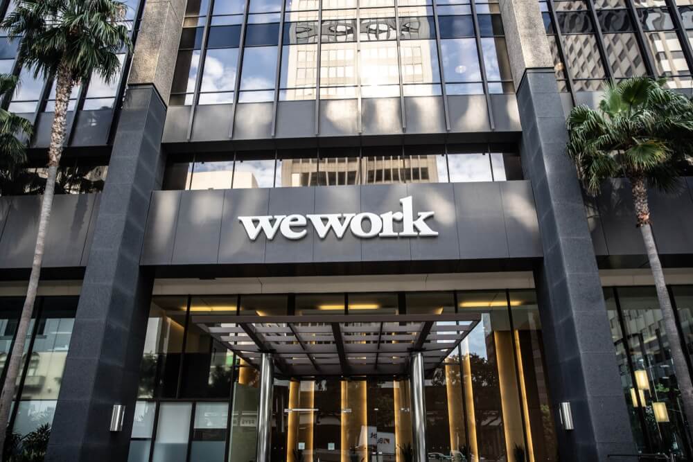 WeWork office building entrance.