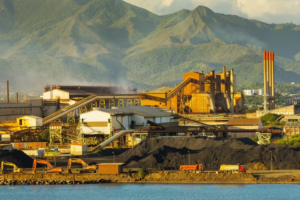Nickel mining and smelting operations in the harbor.