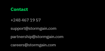 StormGain contact