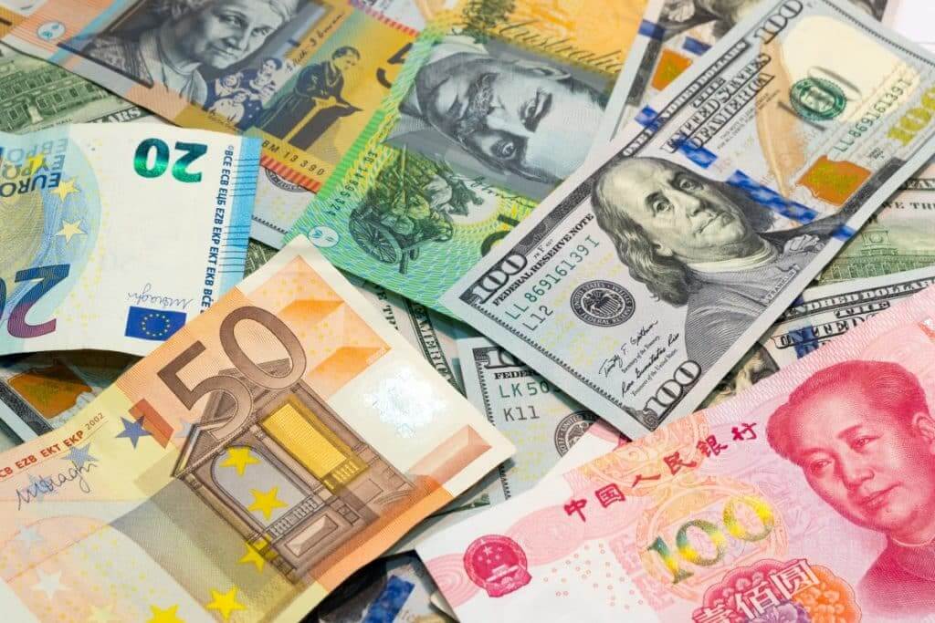 dollar, dinheiro dólar euro yuan
