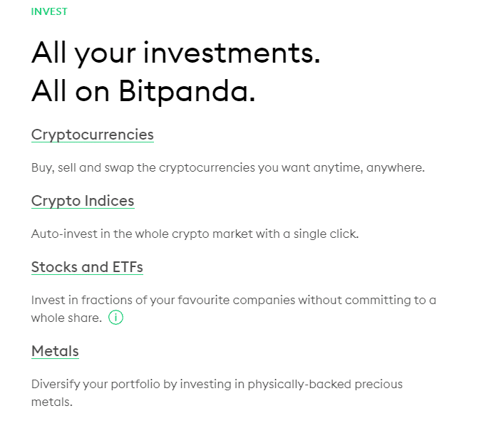 all your investments all on bitpanda