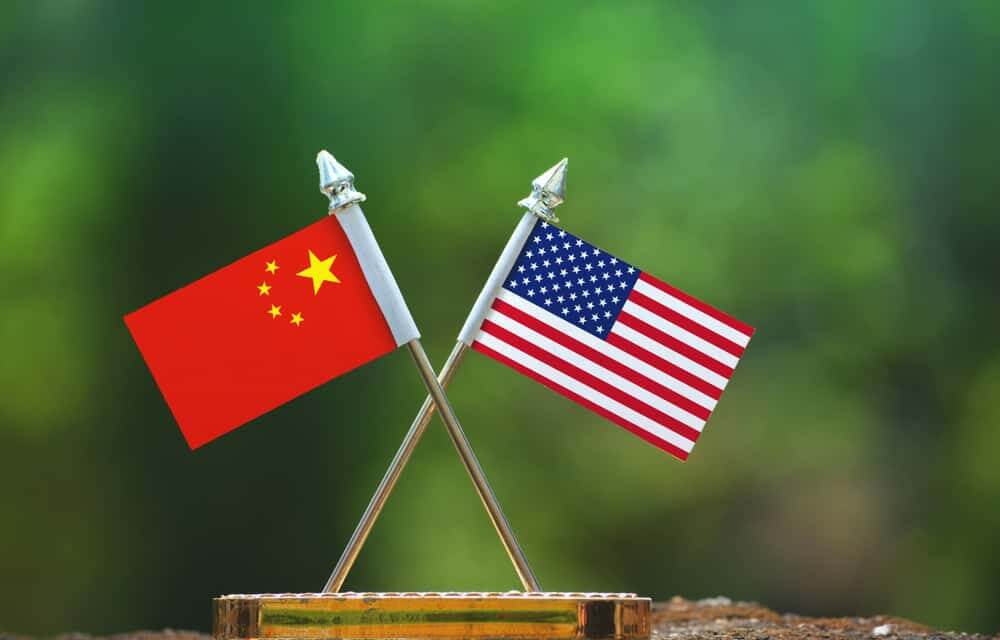Bandeira dos EUA e China