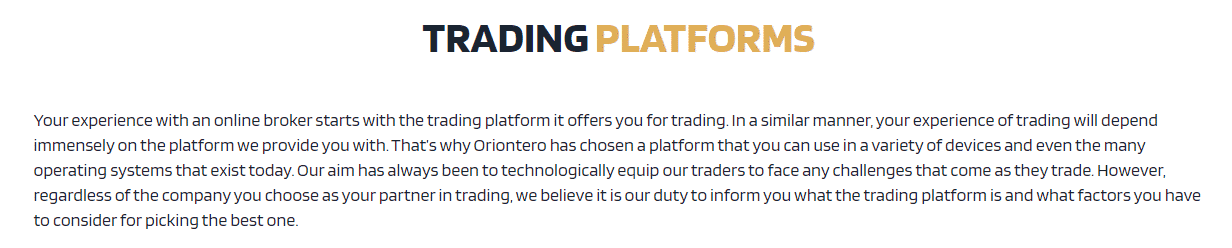 Plataforma de Trading de Oriontero 