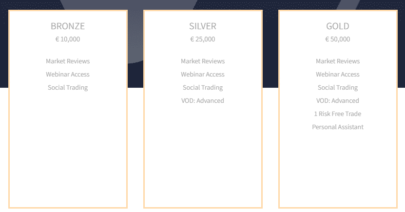 Voytegon.com, trading accounts: bronze, silver, gold