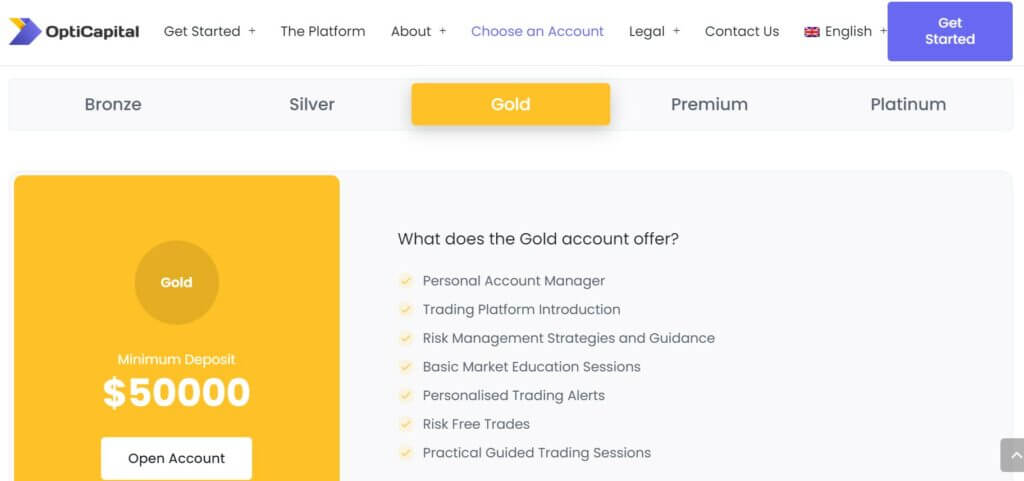 Opticapital Review: Account Types